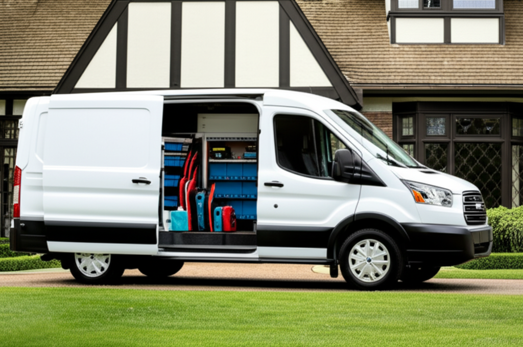 Professional service van arriving for appointment